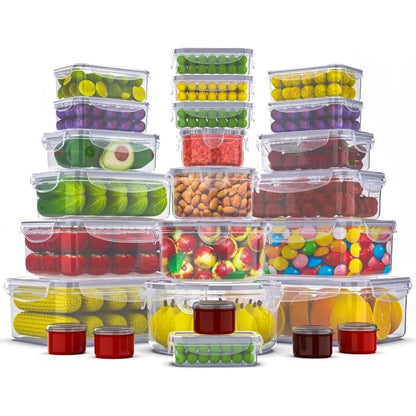 50PCS Large Airtight Food Storage Containers with Lids — Stackable BPA-Free Kitchen Set, 85oz to Small Sizes, Total 526oz