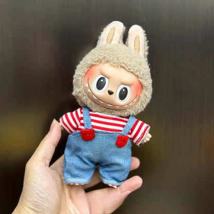 Mini Plush Doll Clothes Set – Kpop EXO Labubu Idol Overalls Outfit for 15-17cm Dolls, Clothing Gift
