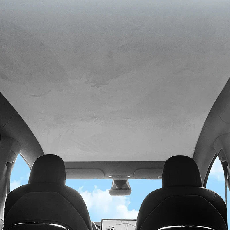 Electrostatic Sunshade for Tesla Model 3 & Y – Ice Cloth Sunroof Front & Rear Glass Skylight Interior Cooling Shade