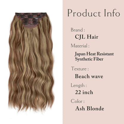 SARLA Synthetic Long Wavy Clip-In Hair Extensions 22" Thick Hairpiece for Women – Brown, Blonde, Black