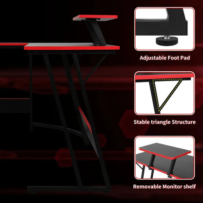 50-Inch L-Shaped Gaming Desk – Corner Computer & Home Office Desk with Large Black Tabletop