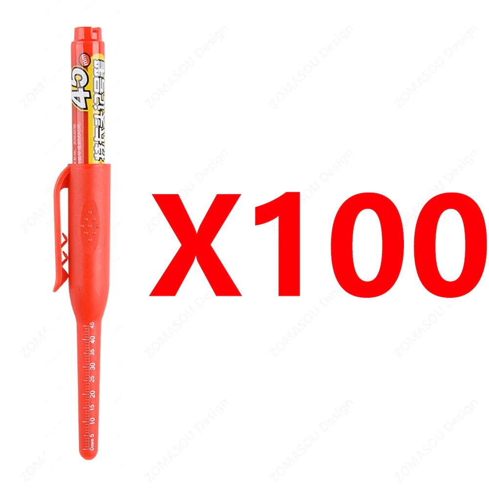 Carpenter Marker Pens — 45mm Long Nib Head, Hole Marker for Woodworking, 100-1PCS White/Black/Blue/Red Hand Tools