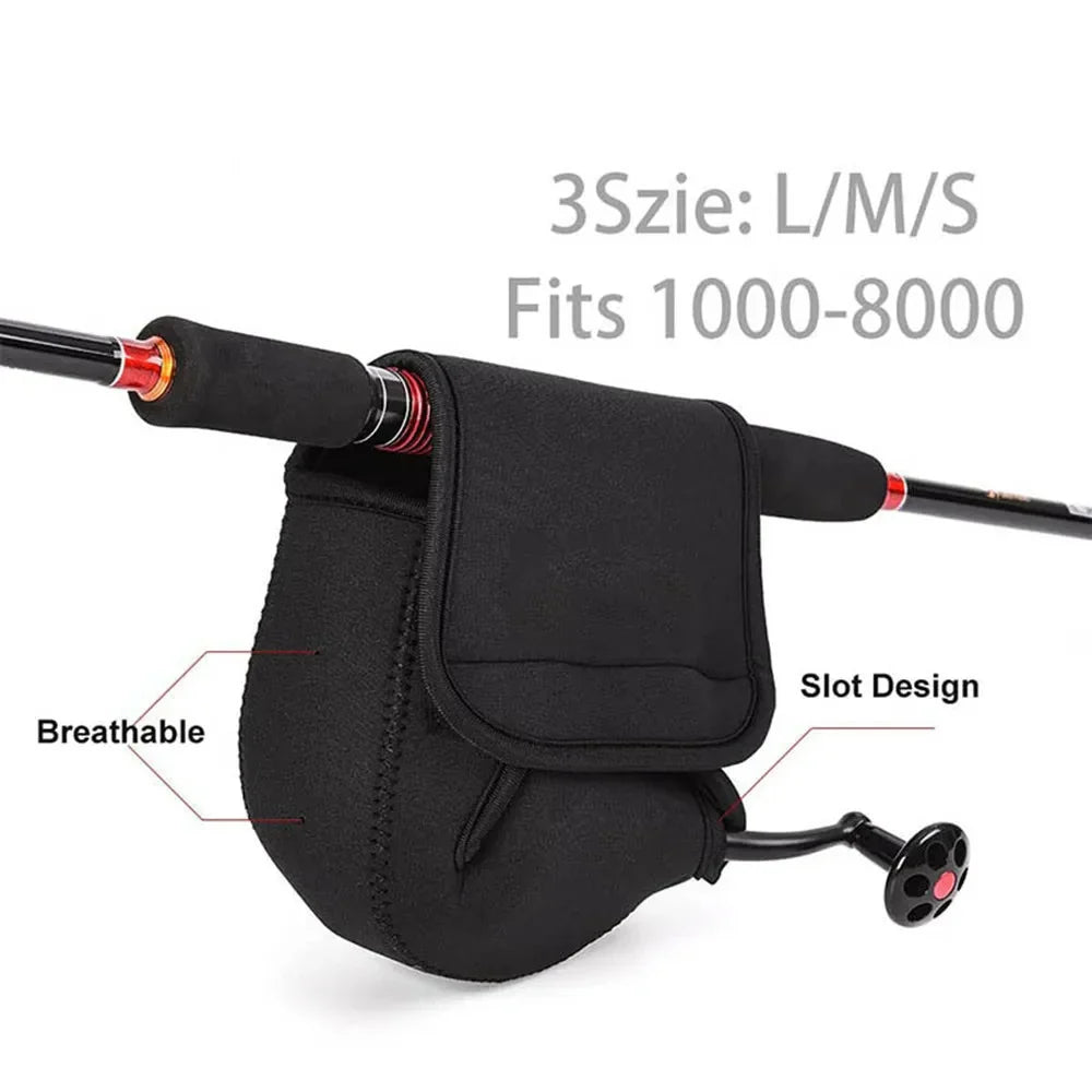 Waterproof Neoprene Fishing Reel Cover Bag – S/M/L Spinning Reel Protective Storage Case for Outdoor Fishing Gear Protection