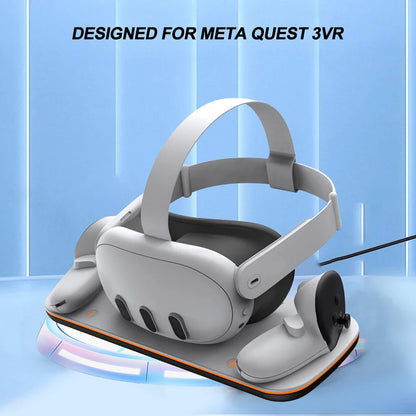 VR Headset Controller Charging Dock for Meta Quest 3 — Cradle with 2 Rechargeable Batteries & USB-C Cable