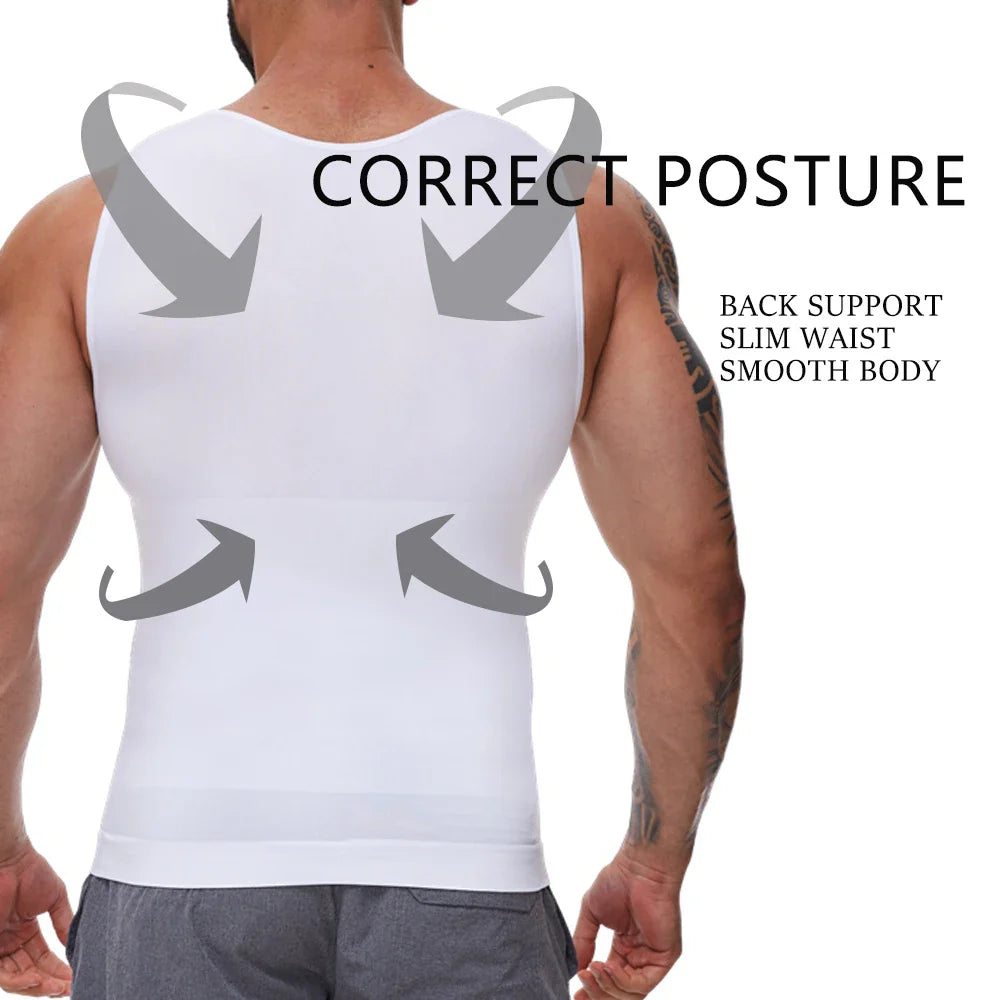 Men's Compression Shirt – Tummy Control Shapewear Vest for Flat Belly & Workout Support