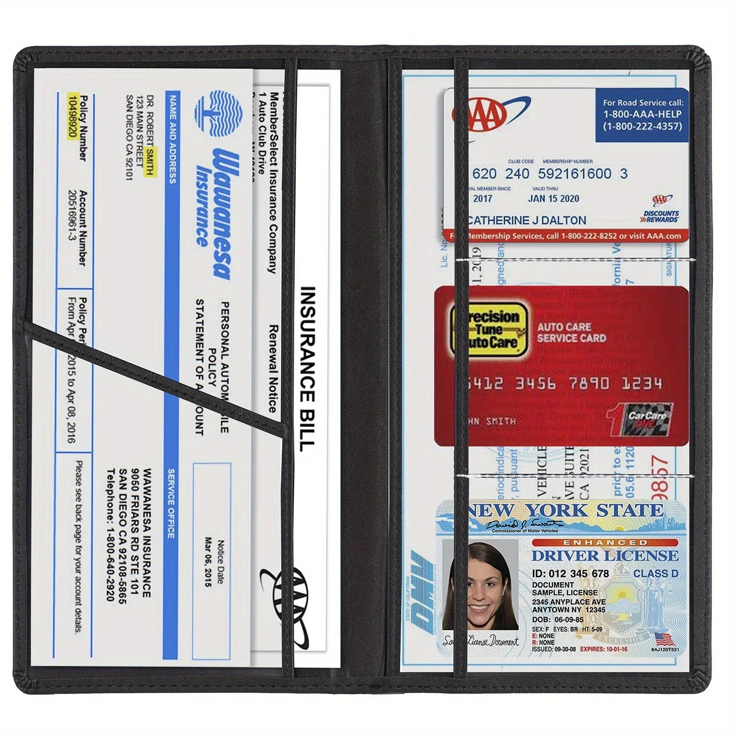 Men's Card Holder, Car Registration Vehicle License Insurance Card Holder Wallet
