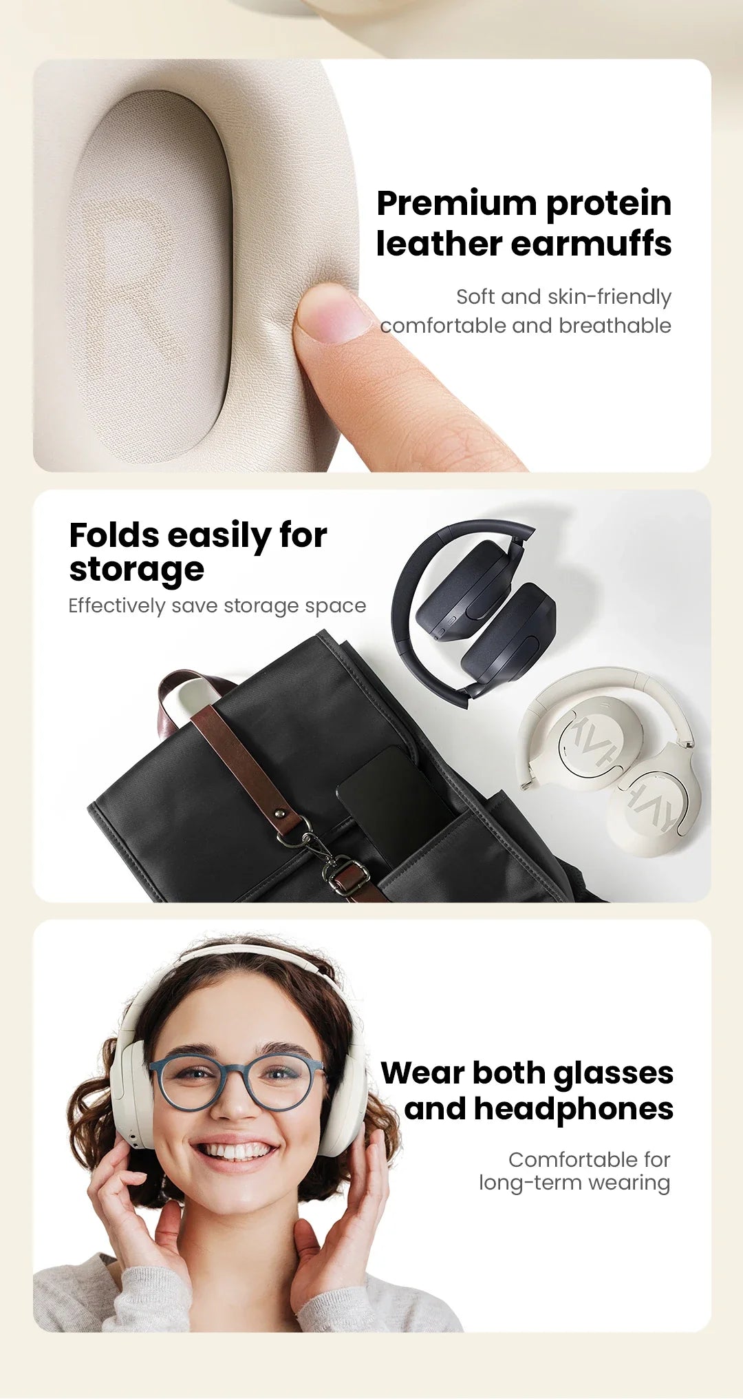 HAYLOU S30 Wireless Bluetooth 5.4 Headphones - 43dB Adaptive Noise Cancelling, 40mm Driver, 80H Playtime Earphones