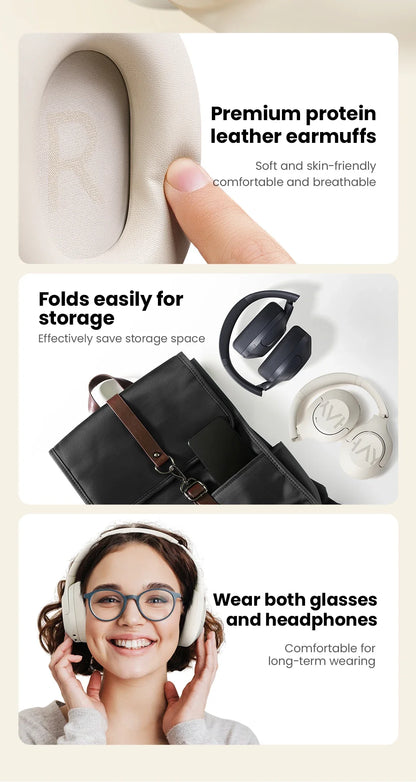 HAYLOU S30 Wireless Bluetooth 5.4 Headphones - 43dB Adaptive Noise Cancelling, 40mm Driver, 80H Playtime Earphones