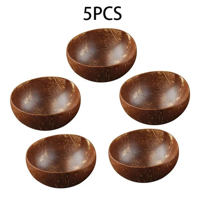 Natural Coconut Bowl with Wooden Spoon – 12–15cm Handmade Tableware for Salad, Dessert, Rice & Ramen