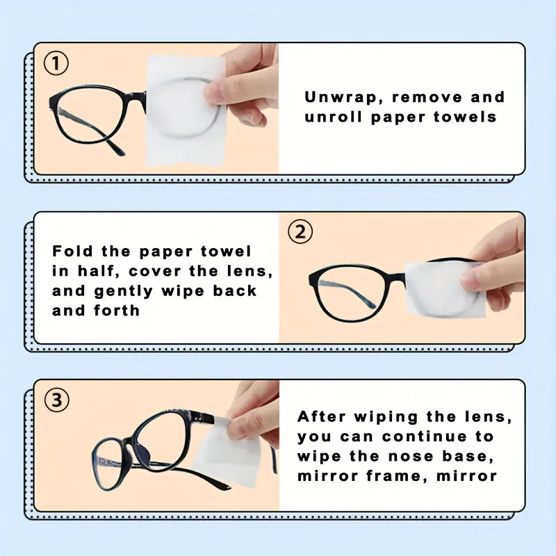 100 Disposable Eyeglass Cleaning Wipes - Individually Wrapped Screen & Lens Cleaning Cloths