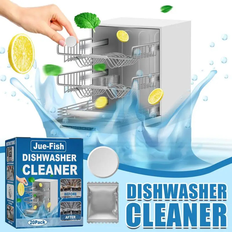 20pcs Dishwasher Cleaner - Powerful Stain and Limescale Removal Tablets for Odor-Free, Clean Dishes