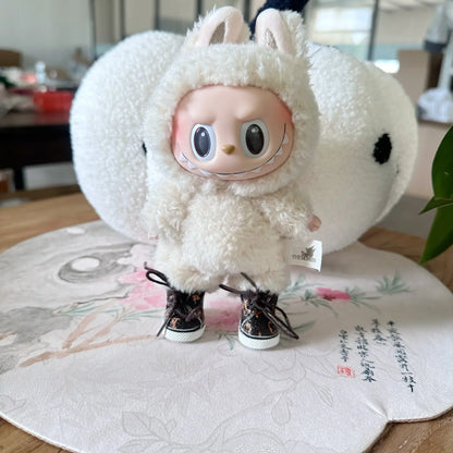 17CM LABUBU Doll Shoes – Lace-Up Printed Sneakers Pendant Accessory for Labubu Dolls
