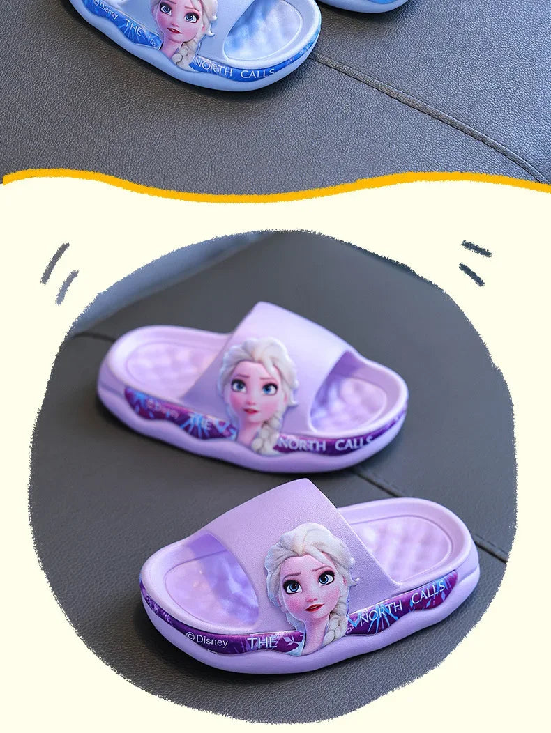 Disney Frozen Elsa Girls Slippers — Cute Cartoon Anti-Slip Soft Sole Summer Sandals