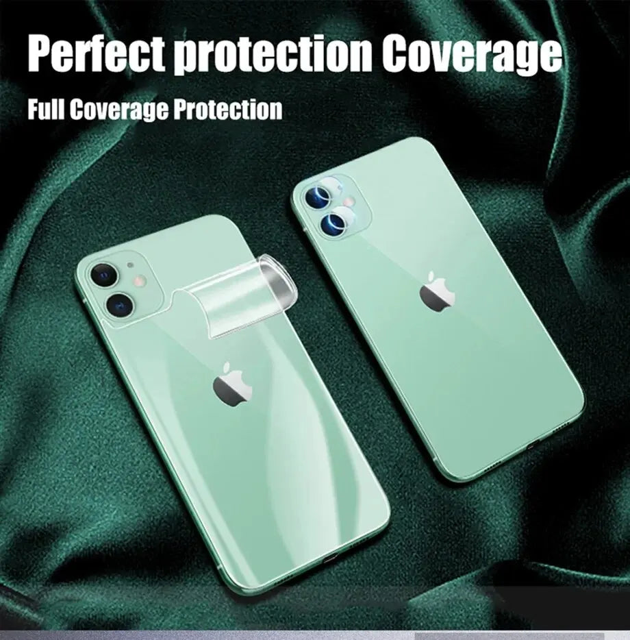 4-Pack Full Cover Hydrogel Screen Protectors for iPhone 11-15 Pro Max & Plus – Back Film, Not Glass