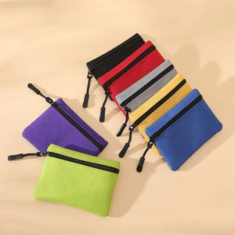 Canvas Mini Coin Purse with Zipper – Cute Solid Color Key & Money Pouch for Kids, Women & Men
