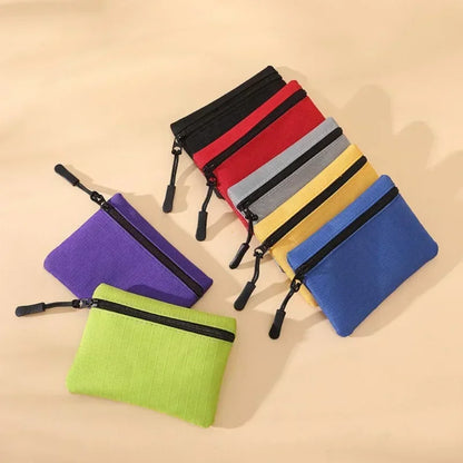 Canvas Mini Coin Purse with Zipper – Cute Solid Color Key & Money Pouch for Kids, Women & Men