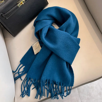 Winter Narrow Wool Scarf – 28 Colors, 100% Wool Solid Color Unisex Scarf for Men & Women, Warm and Cold-Proof