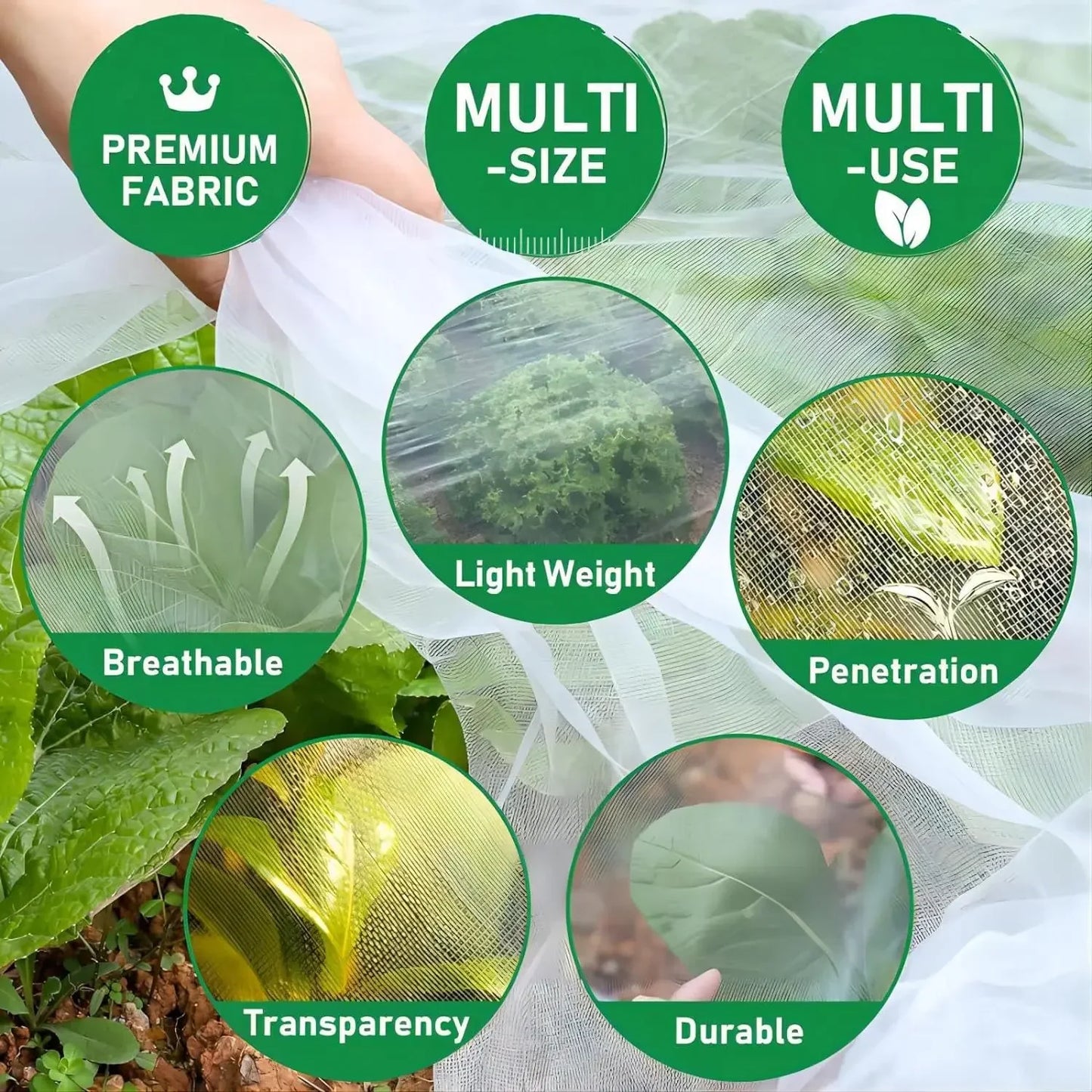 Garden Plant Insect Netting – 60 Mesh Pest Control Cover for Vegetables, Flowers, and Fruits, Bird-Proof Protective Netting