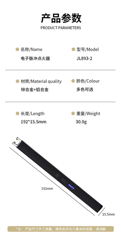 Windproof Pulse Arc USB Lighter — Electronic Electric Igniter with Safety Lock & Battery Display for BBQ & Kitchen