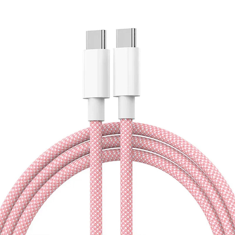 USB-C to USB-C Fast Charging Cable – 60W PD Braided Data & Charger Cable for iPhone 15, Android, Samsung, Huawei