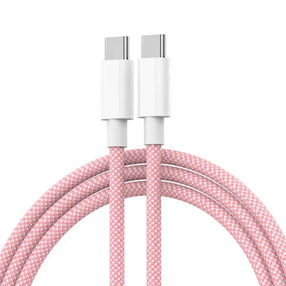 USB-C to USB-C Fast Charging Cable – 60W PD Braided Data & Charger Cable for iPhone 15, Android, Samsung, Huawei