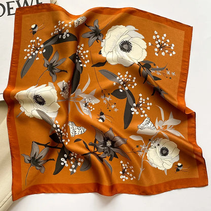 New 2024 Pashmina Scarf – 100% Mulberry Silk Small Shawl, Summer Beach Poncho, Women’s Hijab, Bandana & Kerchief 53x53cm