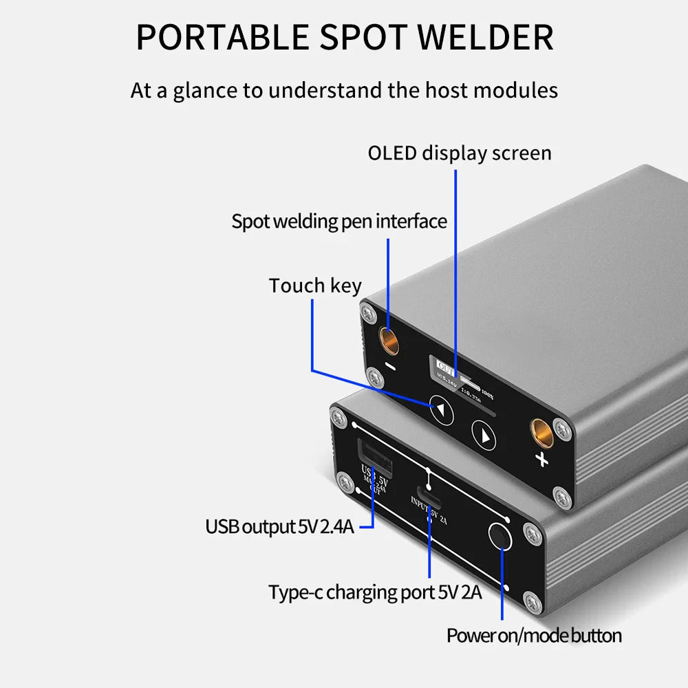 DH-30 Portable Spot Welder with OLED Screen – 30 Adjustable Gears, 5000mAh LiPo, Welds Up to 0.15mm Nickel Strip