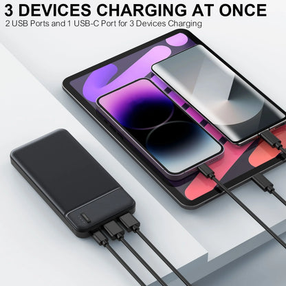 Portable 10000mAh Power Bank – PD 22.5W Battery Pack, Slim Design with 3 Outputs & 2 Inputs