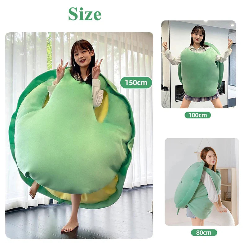 Wearable Turtle Shell Plush Pillow — Soft Stuffed Tortoise Costume Cushion, Funny Plush Toy & Dress-Up Accessory