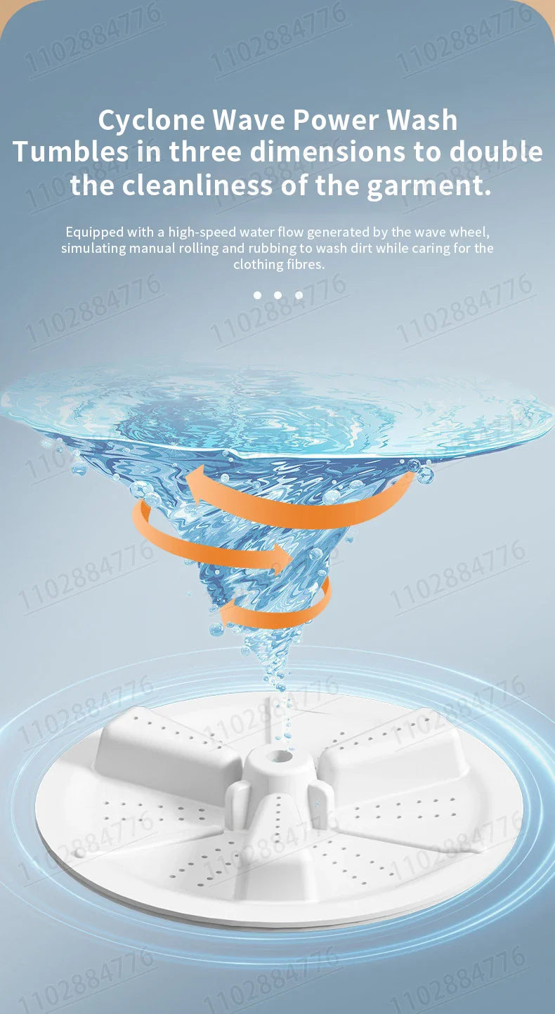 10L High-End Foldable Portable Washing Machine – Large Capacity with Blue Light, Timed Washing & Dehydration