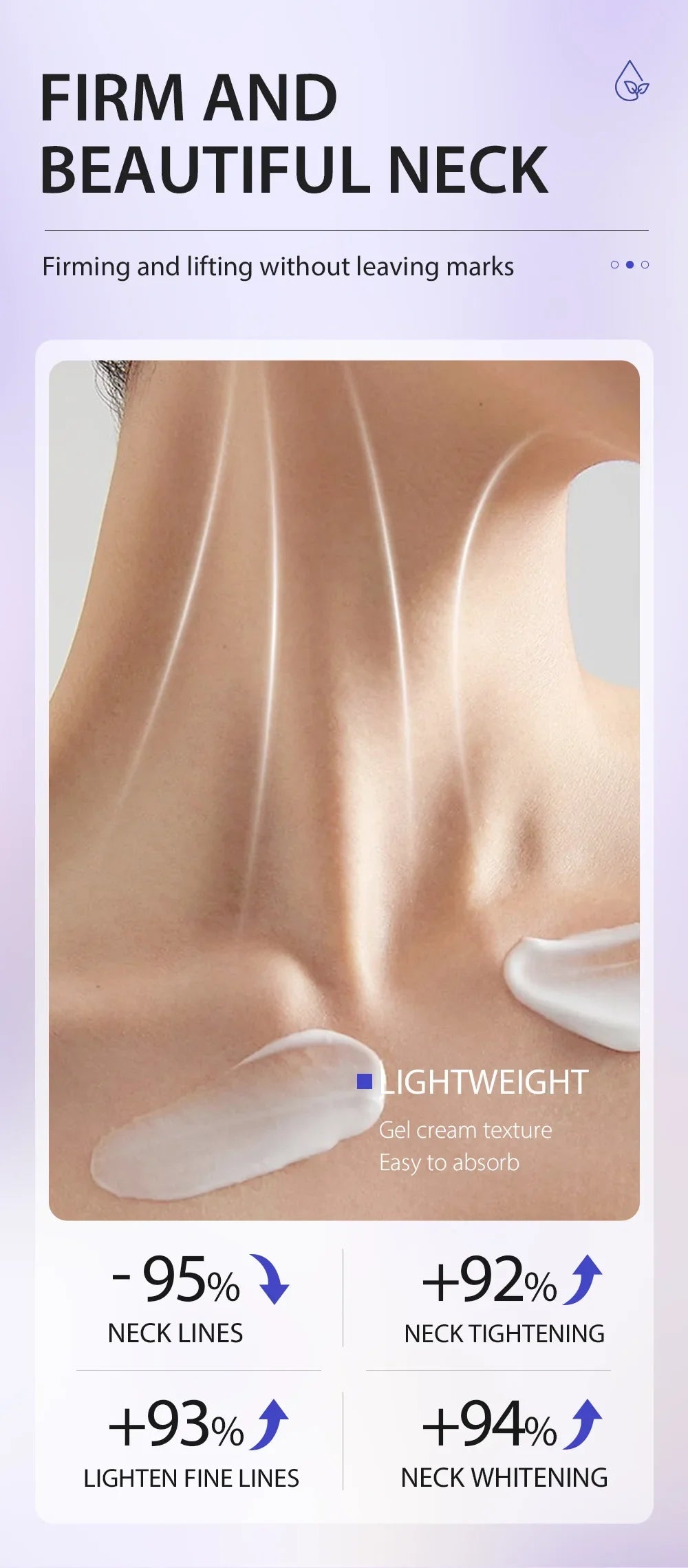 Neck Lift Cream — Firming, Tightening & Brightening, Reduces Fine Lines, Moisturizing & Smoothing Neck Care