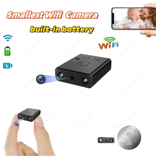 1080P HD Mini WiFi Camera Smallest Smart Home IP Cam with Night Vision Remote View Built-in Battery