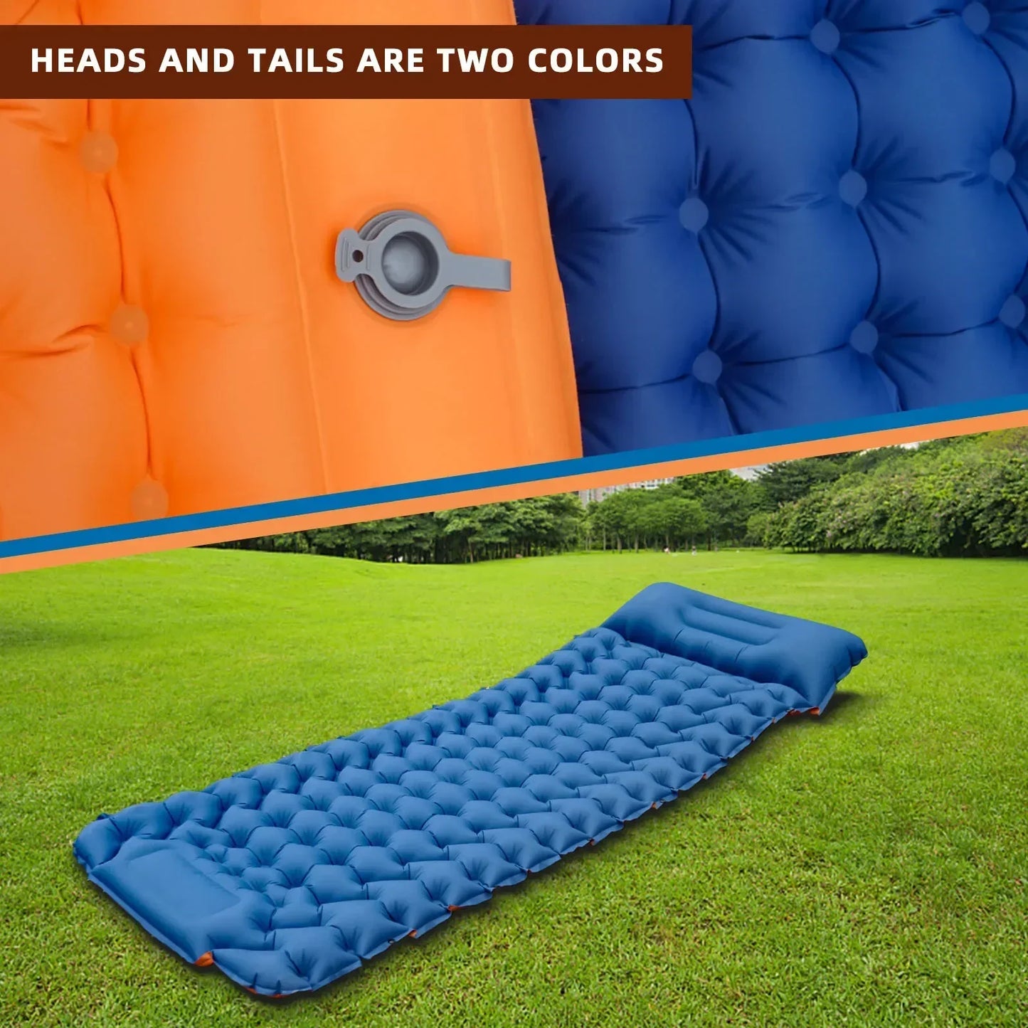 Outdoor Inflatable Sleeping Pad – Ultralight Camping Mattress with Pillows for Hiking & Trekking