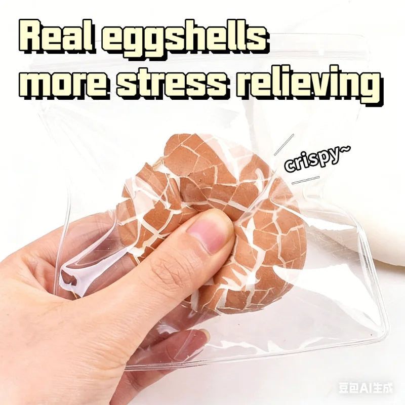Soft Simulated Egg Stress Relief Toy - Novel Squeeze Fidget Toy for Kids & Adults, Disposable Eggshell Design