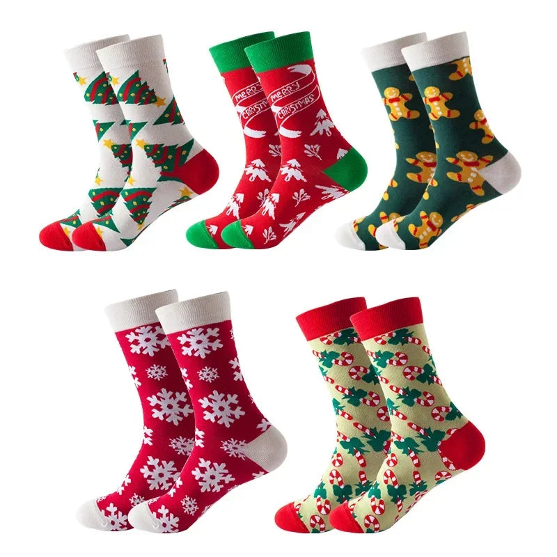 Men's Cotton Dress Socks 5-Pair Pack - Funny Casual Novelty Crew Socks Gift Set