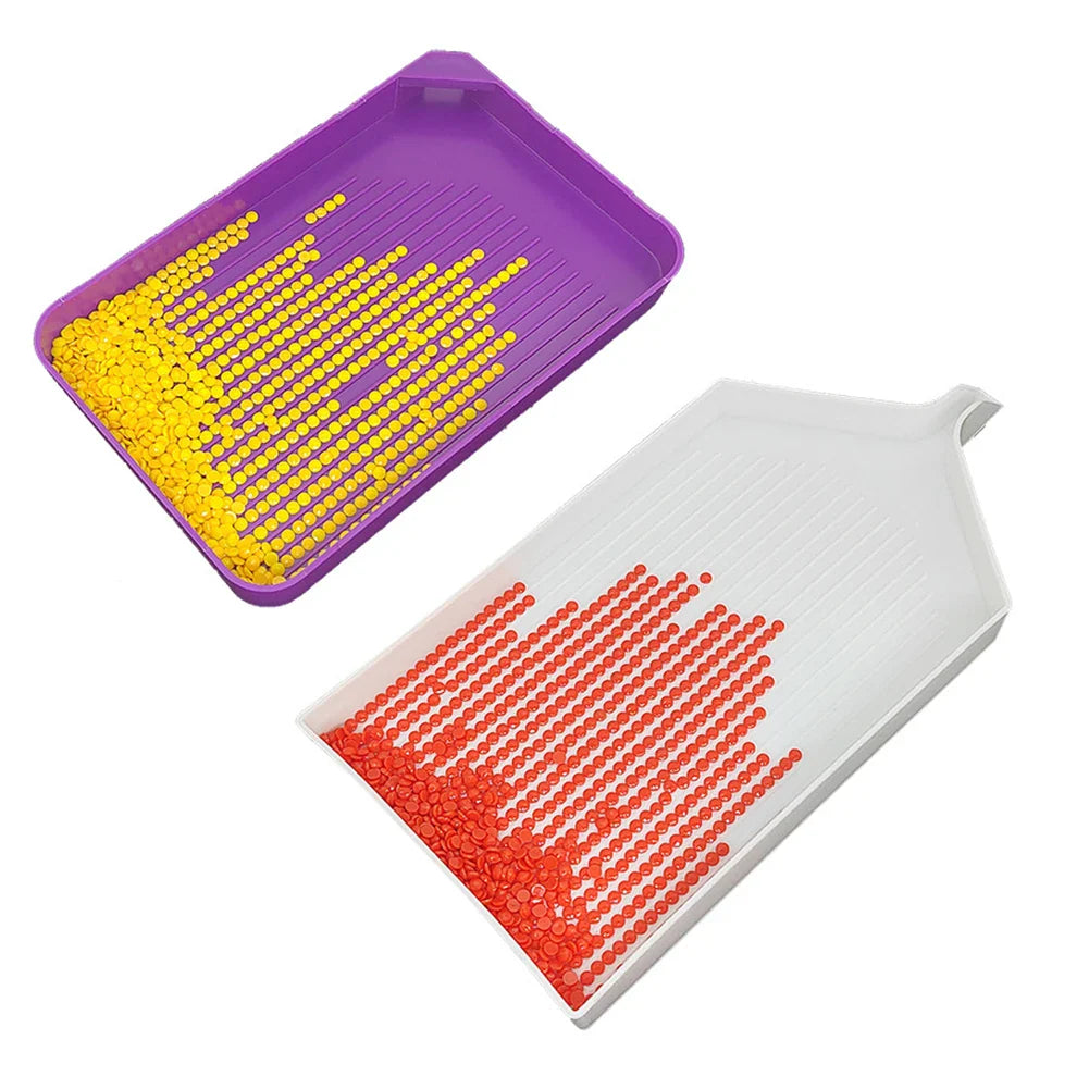 Large Capacity Diamond Painting Tray — Purple DIY Mosaic Art Craft Funnel Tool Accessory