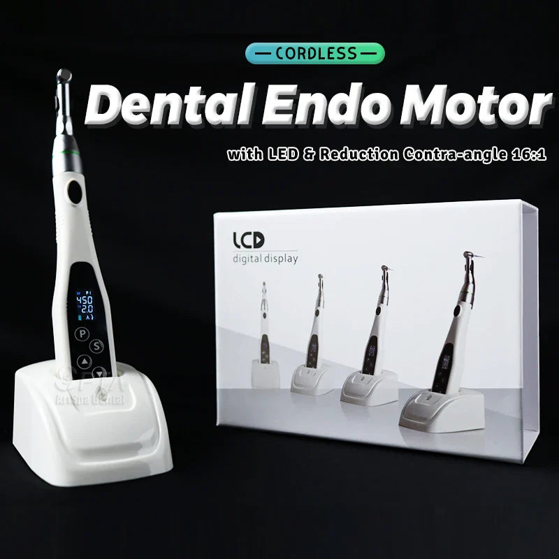 SPTA Cordless Dental Endo Motor – LED 16:1 Contra Angle with Reduction Head for Low-Speed Endodontic Treatment