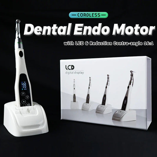SPTA Cordless Dental Endo Motor – LED 16:1 Contra Angle with Reduction Head for Low-Speed Endodontic Treatment