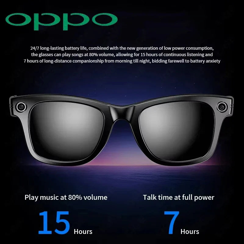 OPPO AI Smart Glasses — Ultra-Clear Camera, Touch Control, Bluetooth Calling, Video & Music Player Sport Sunglasses