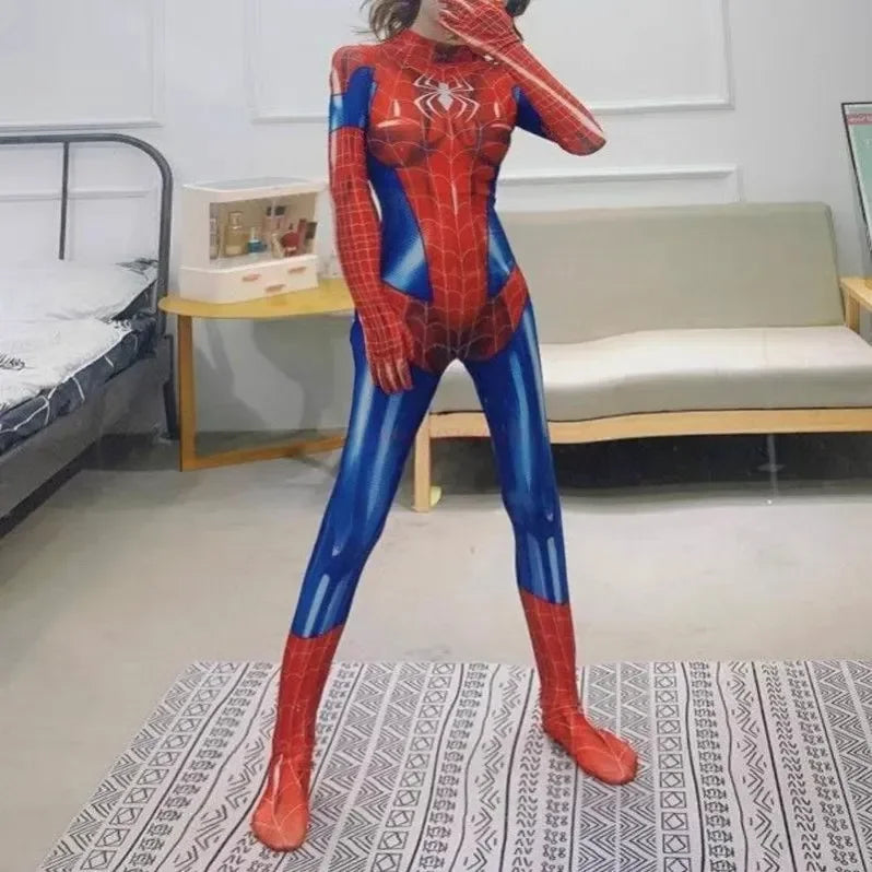Sexy Black Cat Superhero Cosplay Costume – Spider-Woman 3D Printed Jumpsuit for Girls Halloween & Christmas