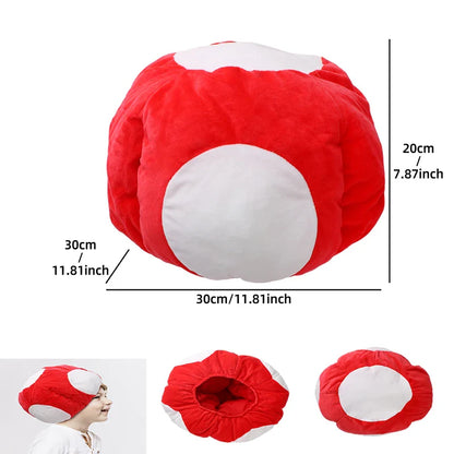Mario & Luigi Bros Plush Mushroom Hat – Red, Green, Blue Cosplay Cap for Unisex