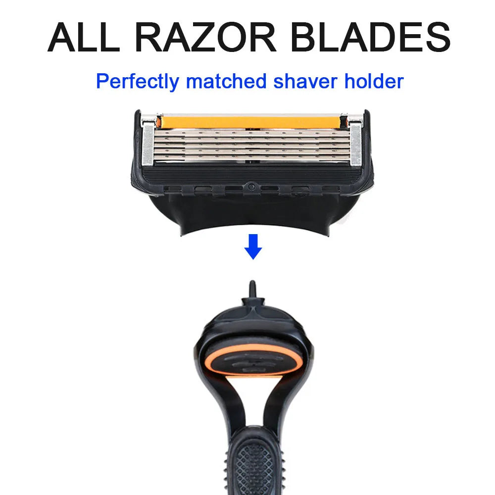 Men’s 5-Layer Fusion Razor Blade Refills – 4/12/24PCS Replacement Cartridges for Beard & Face Shaving