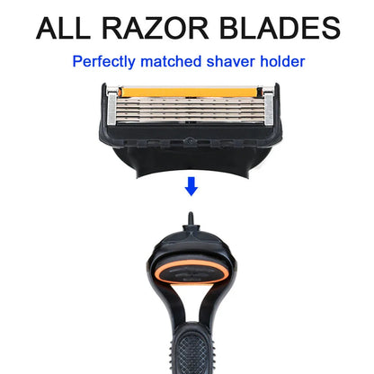 Men’s 5-Layer Fusion Razor Blade Refills – 4/12/24PCS Replacement Cartridges for Beard & Face Shaving