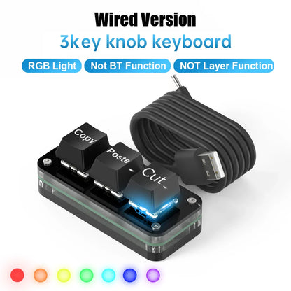 RGB 3-Key Mini Macro Keyboard — Hotswap Keypad for Photoshop, Gaming & Programming