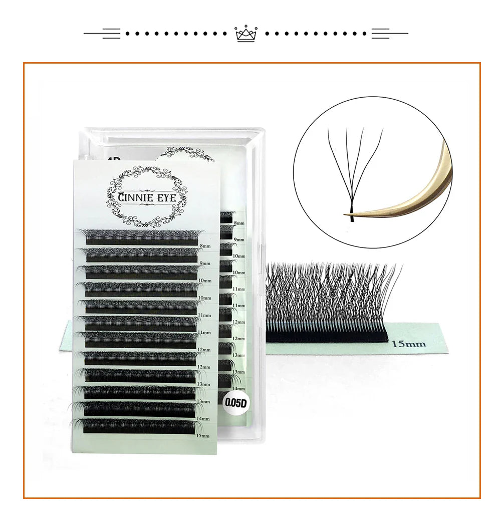 4D-5D W Eyelash Extension – Fluffy Volume Mink & Faux Mink Premade Fans, Dolly Hybrid 3D Lashes