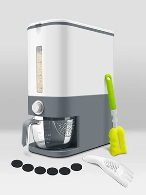 Large 25 lbs Rice & Cereal Dispenser | BPA-Free Dry Food Storage Container with Measuring Cup for Kitchen