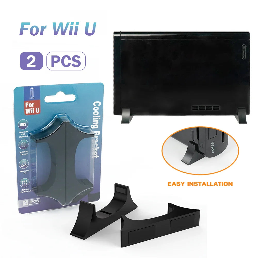 2PCS Horizontal ABS Stand for Wii U Console – Cooling Base Holder with Silicone Pads, Space-Saving Bracket Rack