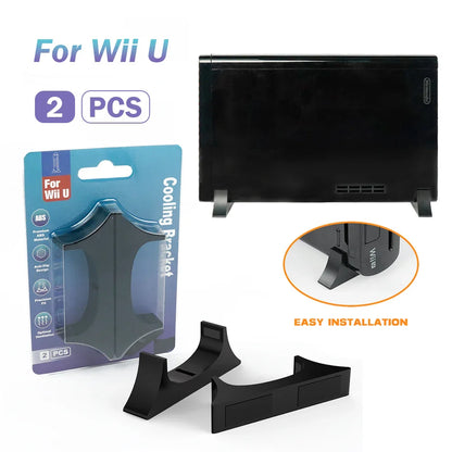 2PCS Horizontal ABS Stand for Wii U Console – Cooling Base Holder with Silicone Pads, Space-Saving Bracket Rack
