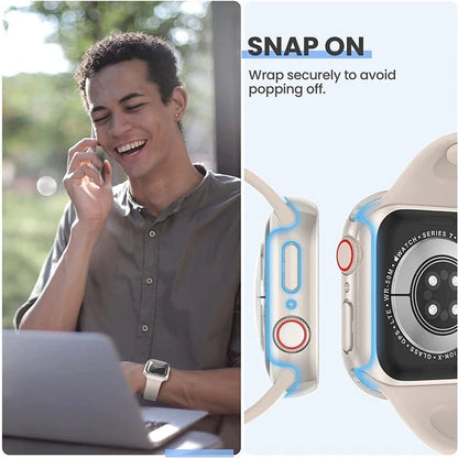 Apple Watch Glass Case Cover - Full Screen Protector for Series 9, 8, 7, 6, SE & iWatch 38mm-45mm