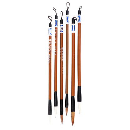 6PCS Traditional Calligraphy Brush Set – Bamboo Wolf Hair Writing Brushes for Painting, Practice & Art Use